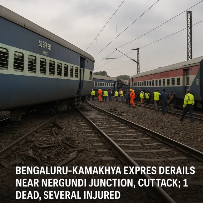Bengaluru-Kamakhya Express Derails Near Odisha’s Nergundi Junction, Killing One and Injuring Several