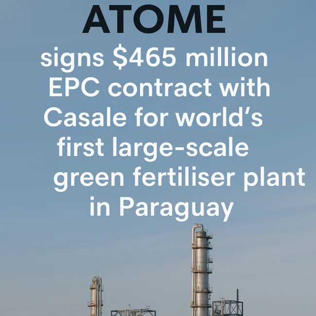 ATOME signs $465 million EPC contract with Casale for world’s first large-scale green fertiliser plant in Paraguay