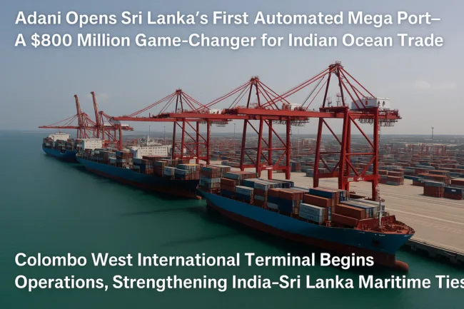 Representative image: Colombo West International Terminal : Adani opens Sri Lanka’s first automated mega port—A $800m game-changer for Indian Ocean trade