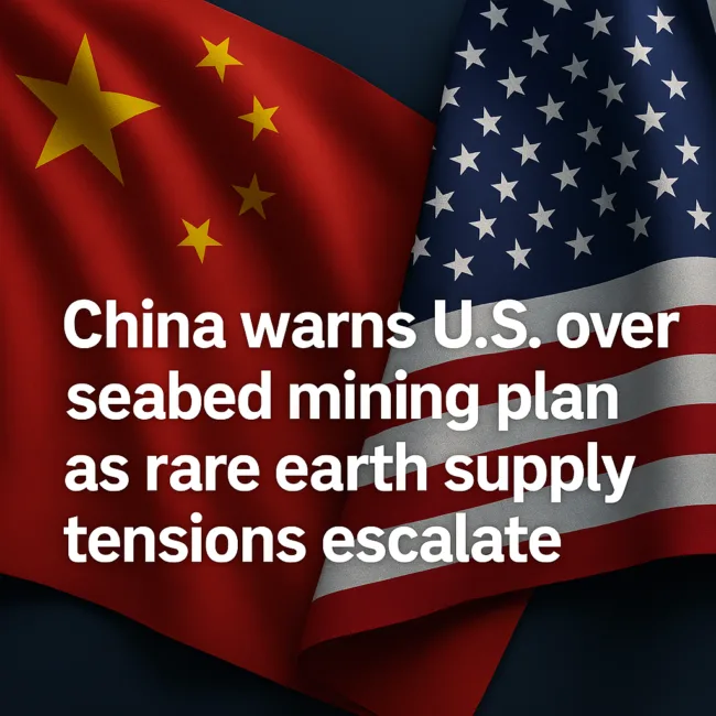 China warns U.S. over deep-sea metals plan, urges adherence to international law