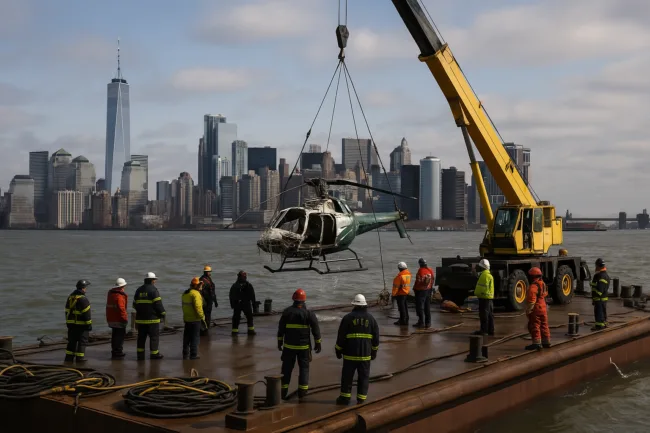 Hudson River helicopter crash kills Siemens executive, family of five; NTSB leads probe