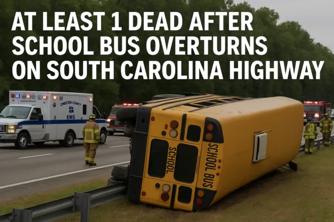 One student dead, multiple injured after South Carolina school bus overturns on I-77