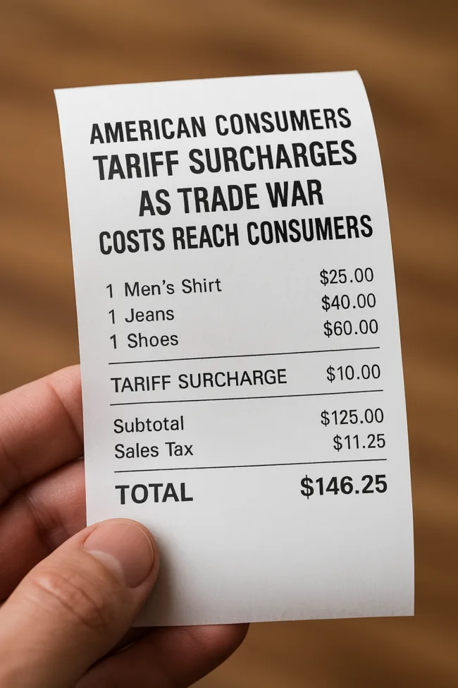 Representative image: Tariff surcharges appear on U.S. shopping receipts as trade war costs reach consumers
