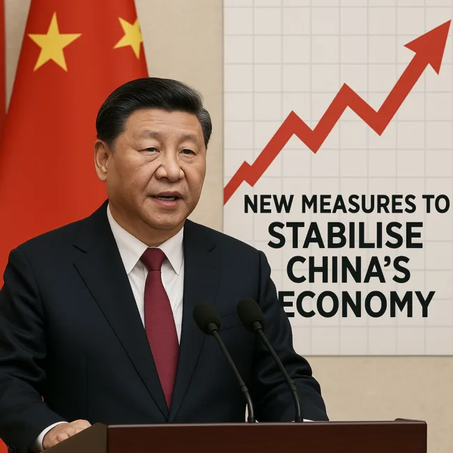 Chinese President Xi Jinping announces new economic stabilisation measures amid intensifying US-China trade war, signalling policy shift to protect growth.