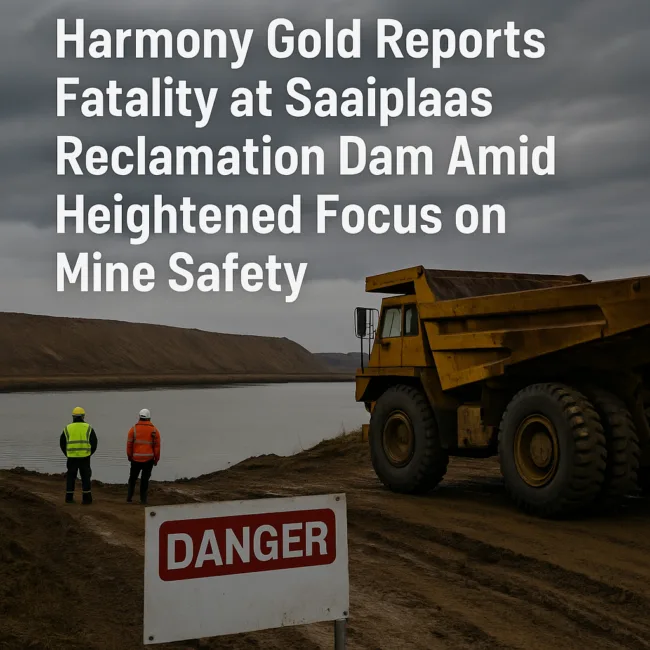 Safety concerns intensify at Harmony Gold’s Saaiplaas Reclamation Dam in Free State after a fatal incident highlights operational risks at South African surface mining sites.