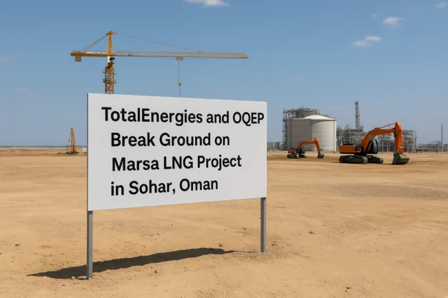 Representative image: TotalEnergies and OQEP commence Marsa LNG Project construction in Sohar, Oman, advancing clean energy goals with the Middle East's first LNG bunkering hub.