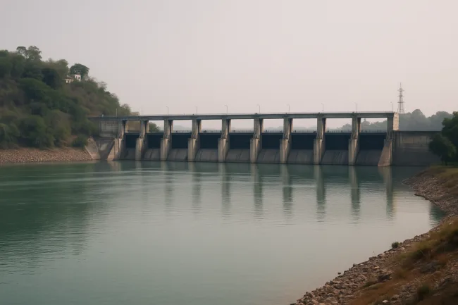 Representative image: Nangal Dam on the Sutlej River, Punjab, under tight security amid Punjab-Haryana water dispute; BBMB order defied by state authorities.