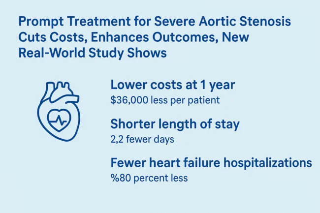 Prompt treatment for severe aortic stenosis cuts costs, enhances outcomes, new real-world study shows