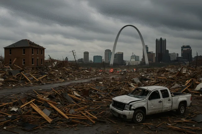 Representative image: A deadly EF-3 tornado hit St. Louis, Missouri, on May 16, killing five, injuring dozens, and destroying homes.