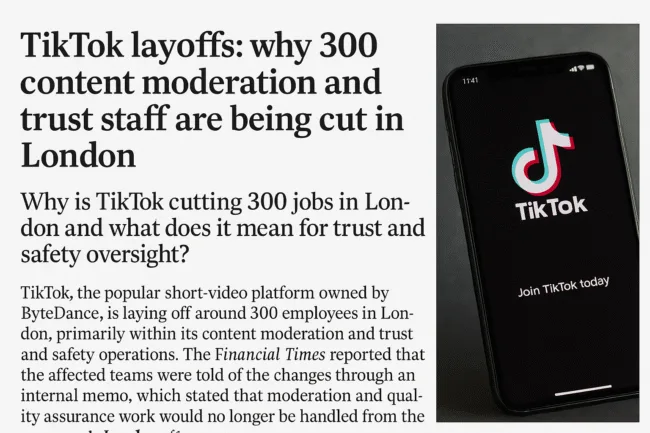 TikTok layoffs why 300 content moderation and trust staff are being cut in London