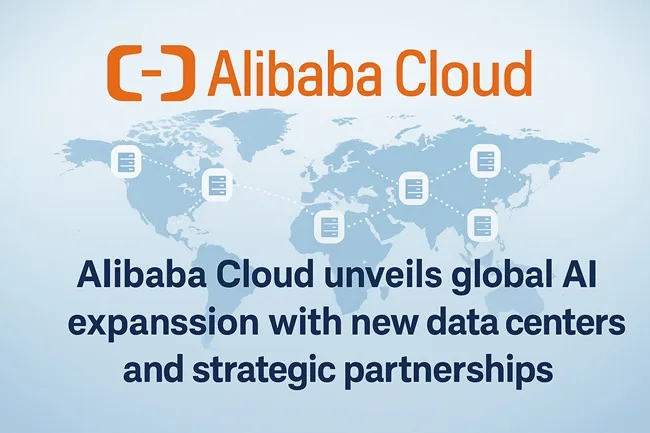 Representative image of Alibaba Cloud’s global AI expansion, highlighting new data centers and strategic partnerships across Brazil, Europe, and Asia.