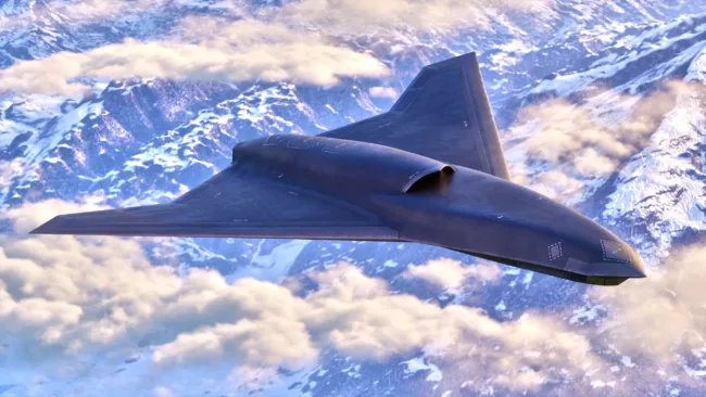 Rendering of Lockheed Martin’s advanced aircraft, reflecting the unveiling of the Vectis collaborative combat aircraft at the Air, Space and Cyber Conference.