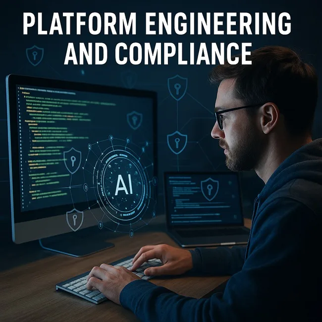 Representative image of a platform engineer using AI copilots to manage Kubernetes security and enforce compliance in cloud-native environments.