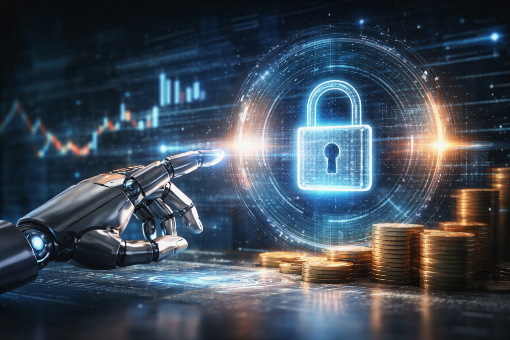 Representative image of AI-driven cybersecurity and venture funding, illustrating the depthfirst $80 million Series B story and the rise of domain-specific security models in software defense.