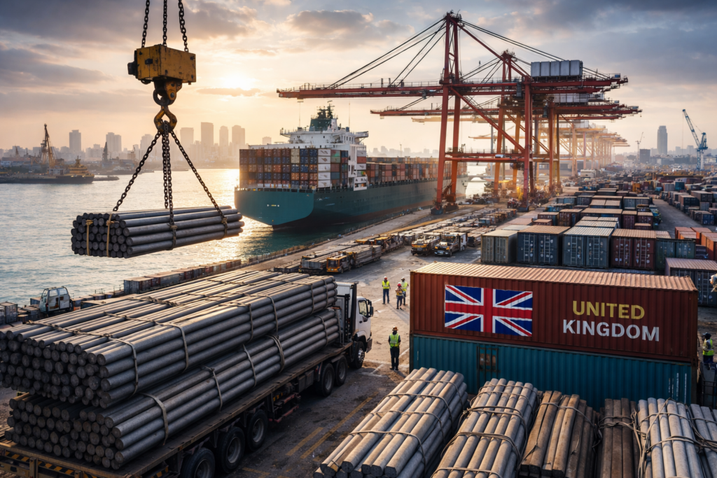 British Steel export shipments at Lagos port as UK Export Finance backs £746m UK–Nigeria ports deal—Apapa and TinCan Island upgrades drive infrastructure trade growth (representative image)