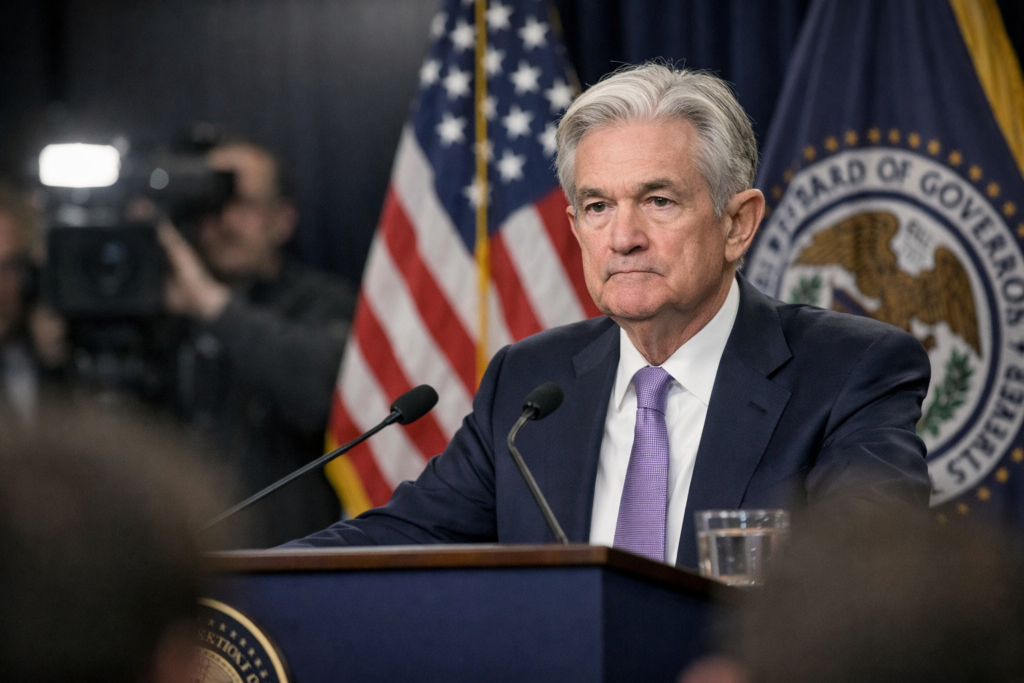 Federal Reserve Chair Jerome Powell speaks at a press conference as he confirms he will not step down amid an ongoing Department of Justice investigation, while the Federal Reserve holds interest rates steady — representative image.