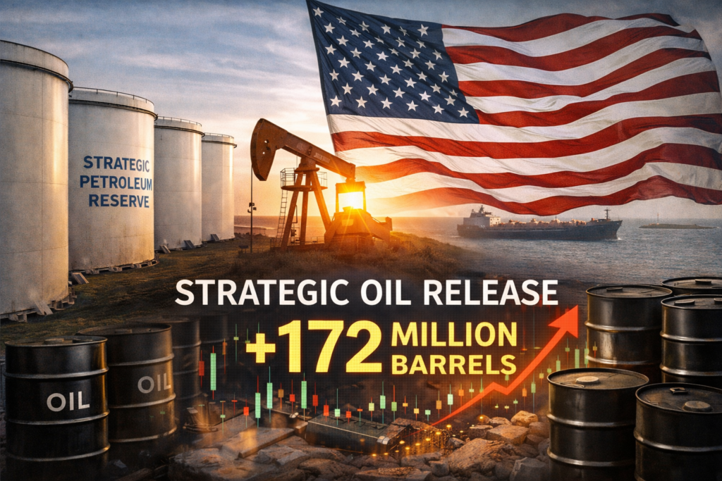 Representative image of the United States Strategic Petroleum Reserve and oil infrastructure as the Trump administration authorises a 172 million barrel SPR drawdown while 32 International Energy Agency nations coordinate the largest emergency oil release in history to stabilise global crude markets.