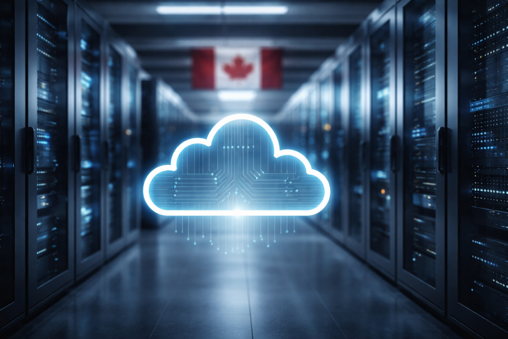 Representative image of a cloud data center environment illustrating enterprise legacy system migration to Microsoft Azure, reflecting Kyndryl’s Cloud Uplift expansion in Canada to modernize mission-critical workloads while keeping data within national datacentre regions.