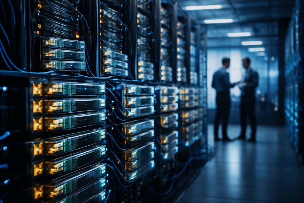 Representative image of AI cloud server infrastructure used to illustrate Meta Platforms, Inc.’s additional $21 billion CoreWeave, Inc. capacity deal and the rising battle for long-term AI compute.