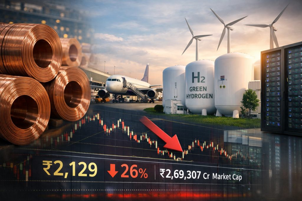 Representative image of Adani Enterprises Limited’s next-growth bets across copper, airports, data centres, and green hydrogen as investors assess whether the flagship’s sum-of-parts story can narrow the gap in the Adani Enterprises share price.