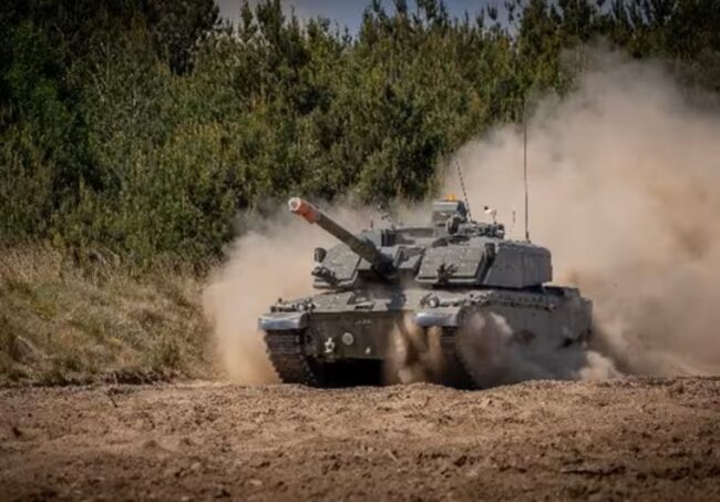 Challenger 3 main battle tank during mobility trials, United Kingdom