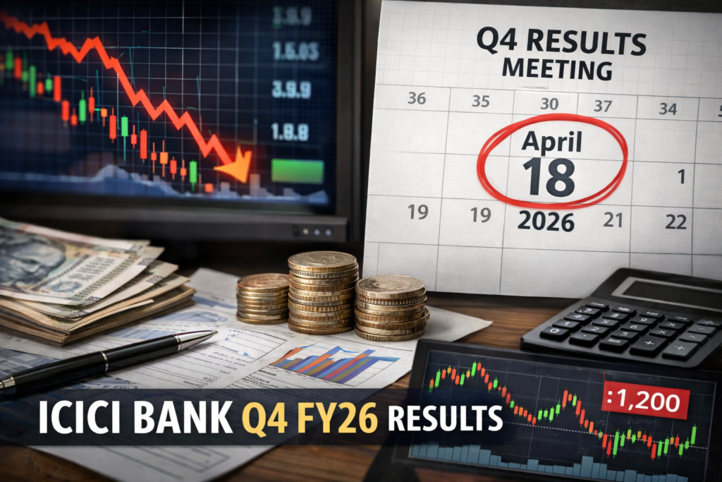 Representative image of a stock market and earnings calendar concept used to illustrate why ICICI Bank Limited’s Q4 FY26 results on April 18, 2026 could decide whether the recent share price dip becomes a buying opportunity or a deeper value trap.