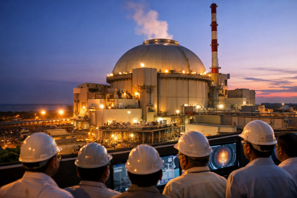 Representative image of India’s Prototype Fast Breeder Reactor at Kalpakkam, reflecting the milestone as the PFBR achieves first criticality and advances India’s three-stage nuclear programme toward long-term thorium-based energy security.