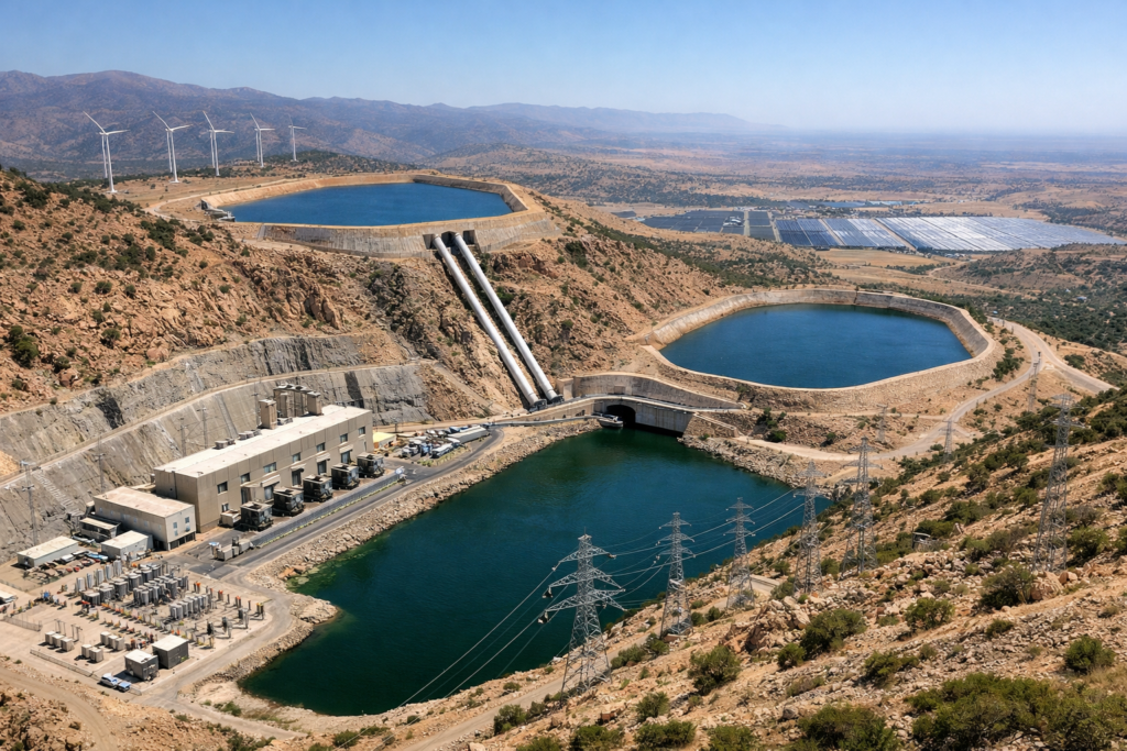 Morocco’s Abdelmoumen pumped-storage power plant highlights the country’s grid-scale energy storage push as renewables reshape North Africa’s power mix. Representative image.