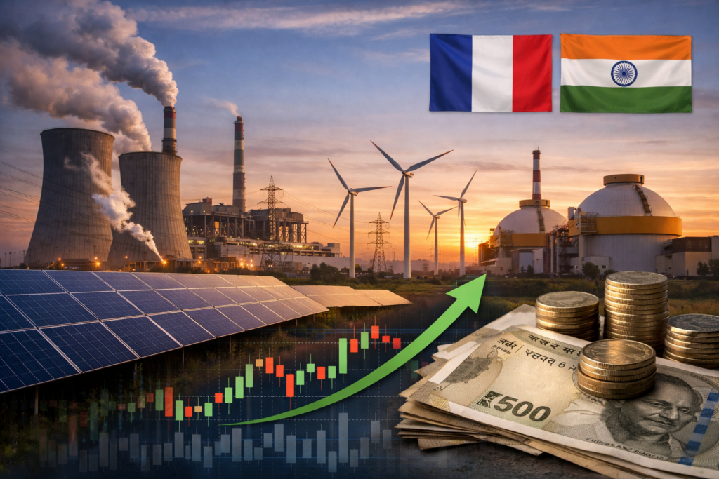 Representative image of NTPC Limited’s power transition strategy, highlighting thermal generation, renewable energy expansion, and nuclear ambitions as investors assess NTPC share price upside in FY26.