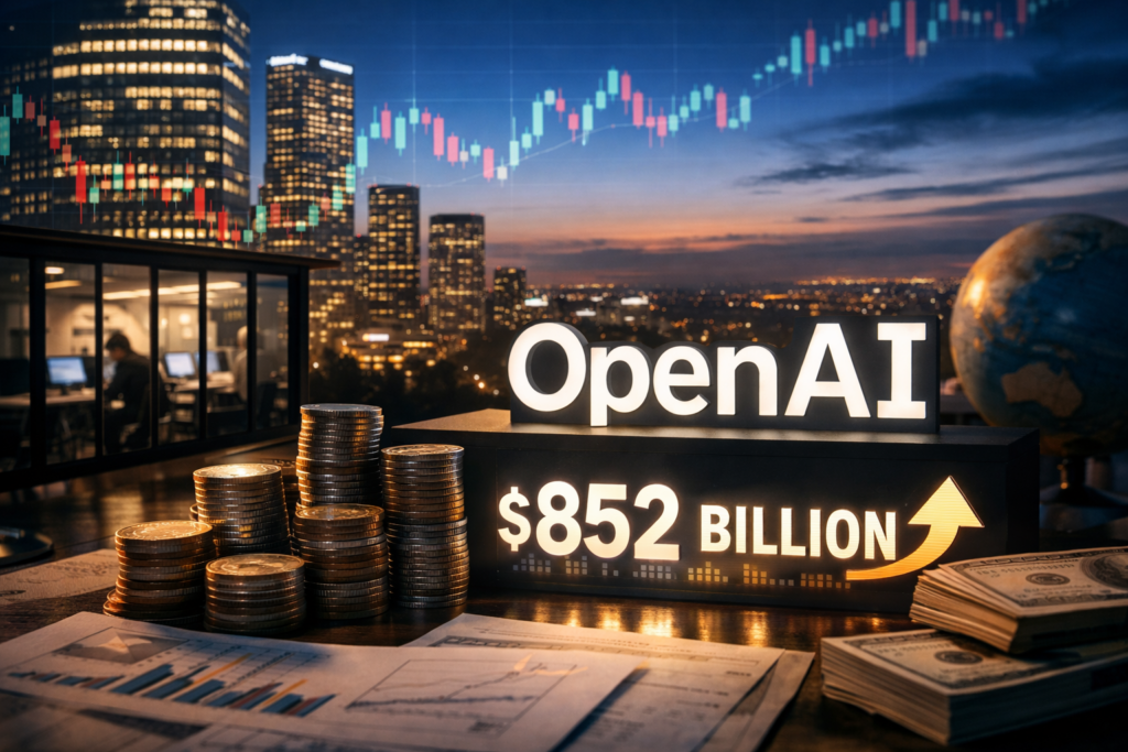 Representative image of an artificial intelligence finance and data center growth concept used with our coverage of OpenAI’s record $122 billion funding round, $852 billion valuation, and Silicon Valley’s biggest private capital raise.