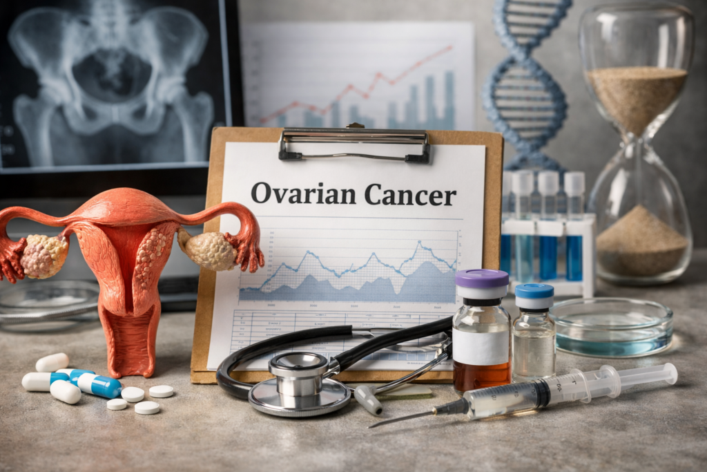 Representative image: Ovarian cancer treatment options and FDA-approved drugs in 2026, including Lifyorli and avutometinib, are reshaping outcomes for patients with platinum-resistant and low-grade serous disease.