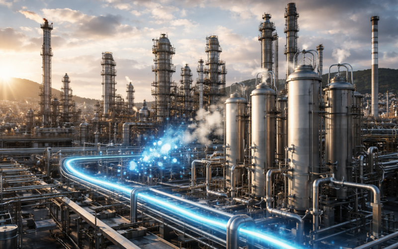 Representative image of a refinery hydrogen production unit, illustrating how Petronor and H2SITE’s membrane technology partnership could improve high-purity hydrogen recovery, refinery efficiency, and low-carbon industrial decarbonisation in Spain.