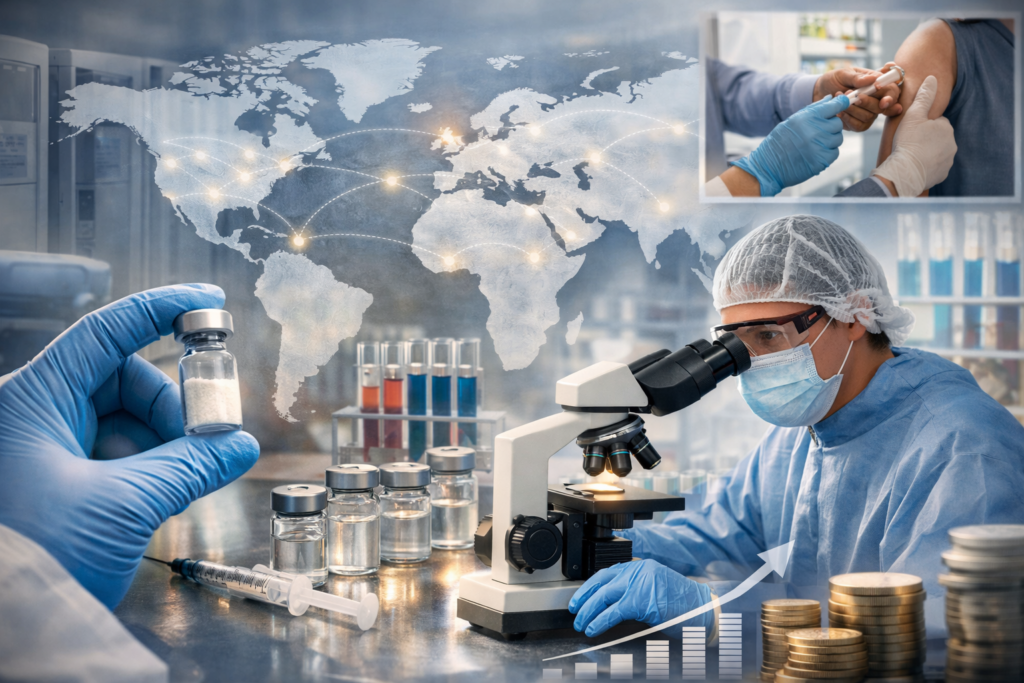 Representative image of a vaccine research and distribution setting used to illustrate the Stablepharma company profile, including its StablevaX platform, clinical pipeline, business model, and growth outlook for 2026.