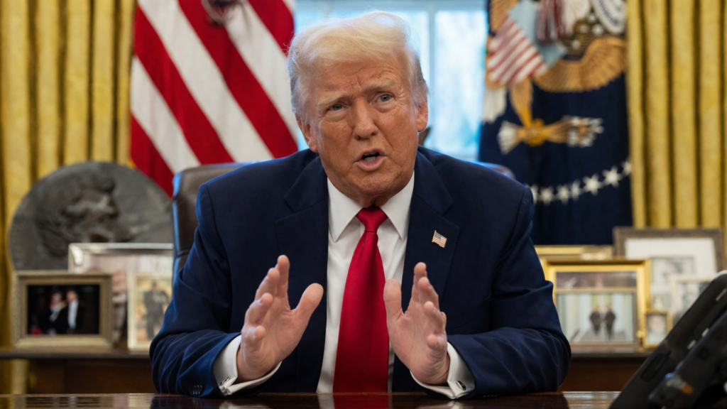 Representative image of United States President Donald Trump as markets brace for fresh Iran war exit signals, NATO withdrawal rhetoric, and a deepening global oil crisis.