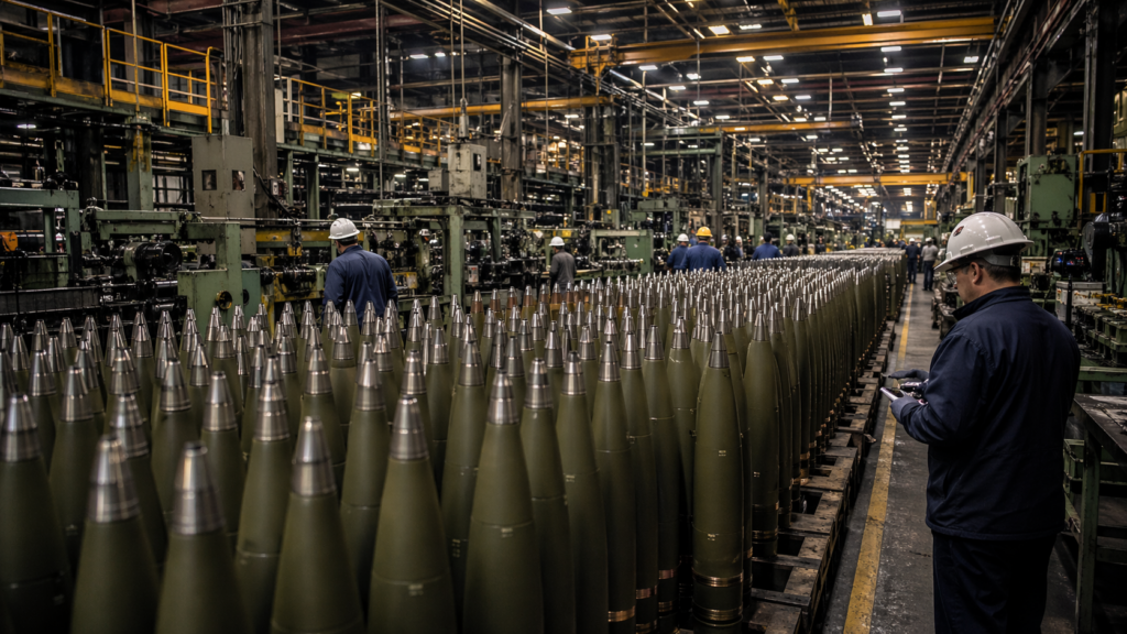 Representative image of a United States munitions production facility as Washington races to expand defence industrial capacity and artillery shell output amid rising global demand.