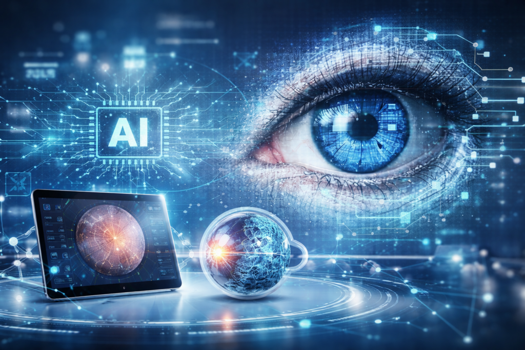 Representative image of artificial intelligence in ophthalmology, illustrating how AI is moving into focus at the ASCRS 2026 Annual Meeting as cataract and refractive surgery leaders assess its clinical, ethical, and commercial future.