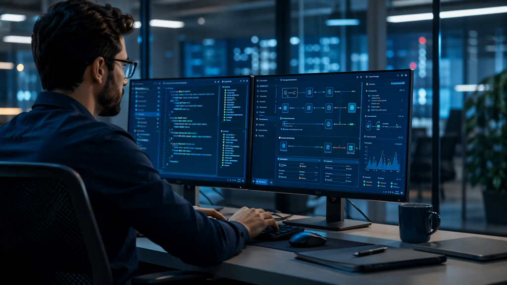Representative image of an enterprise software engineering environment, illustrating how Infosys and Harness are targeting AI-led software delivery, cloud modernization, and governed enterprise transformation.
