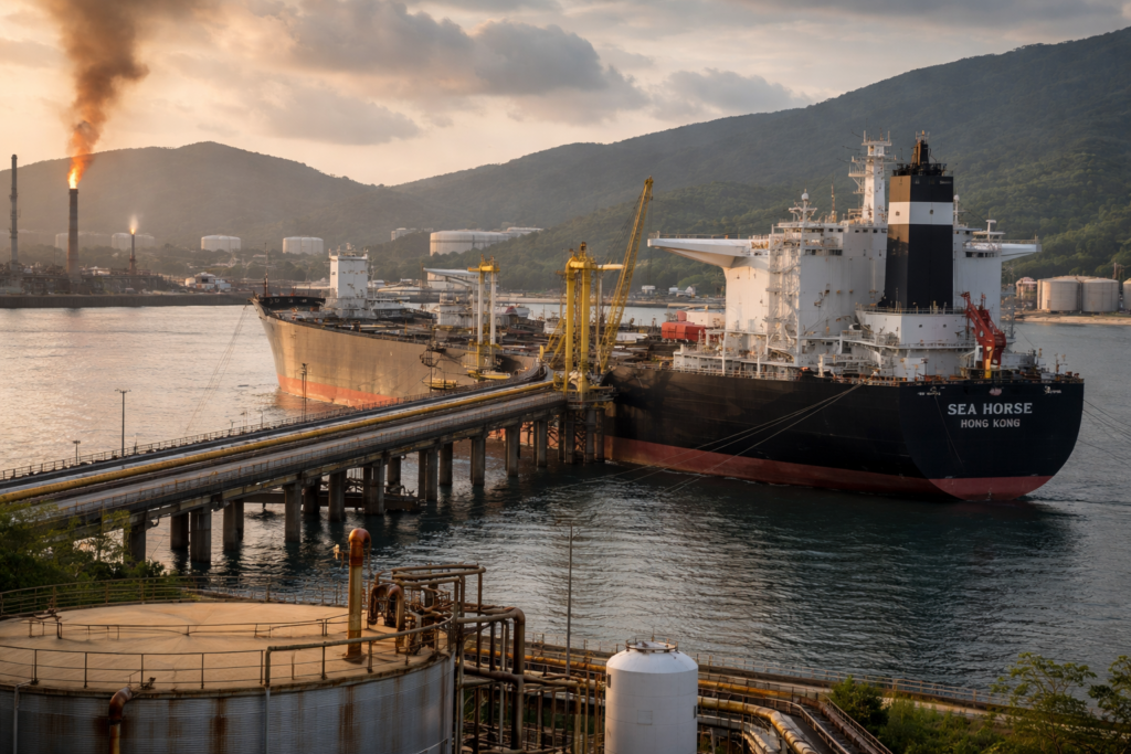 Representative image of a fuel tanker discharging in Venezuela, illustrating the story of the Cuba-rerouted vessel and the shifting regional oil supply route between Cuba and Venezuela.