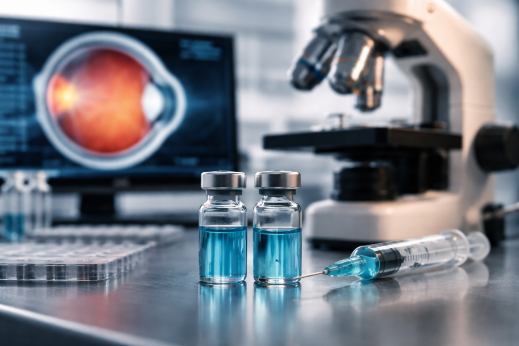 Representative image of retinal drug research and ophthalmology lab development, illustrating the Kodiak Sciences stock story as investors track Zenkuda Phase 3 progress, retina pipeline momentum, and the company’s 2025 financial results.