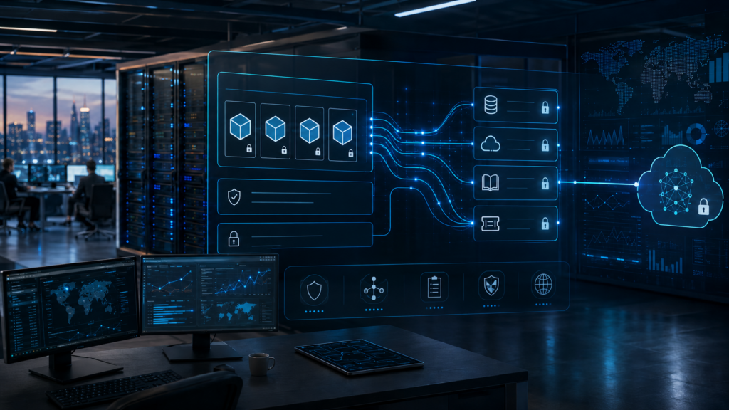 Representative image of secure enterprise AI agent infrastructure showing self-hosted sandboxes, encrypted MCP-style tunnels, and private cloud orchestration as Anthropic expands Claude Managed Agents for compliance-focused businesses.