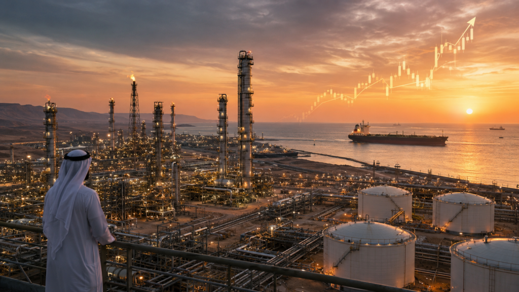 Representative image: Saudi Aramco’s strong first-quarter 2026 earnings highlight how higher crude flows, Gulf energy logistics, and Hormuz-related supply disruptions have reshaped investor sentiment around the world’s largest oil exporter.