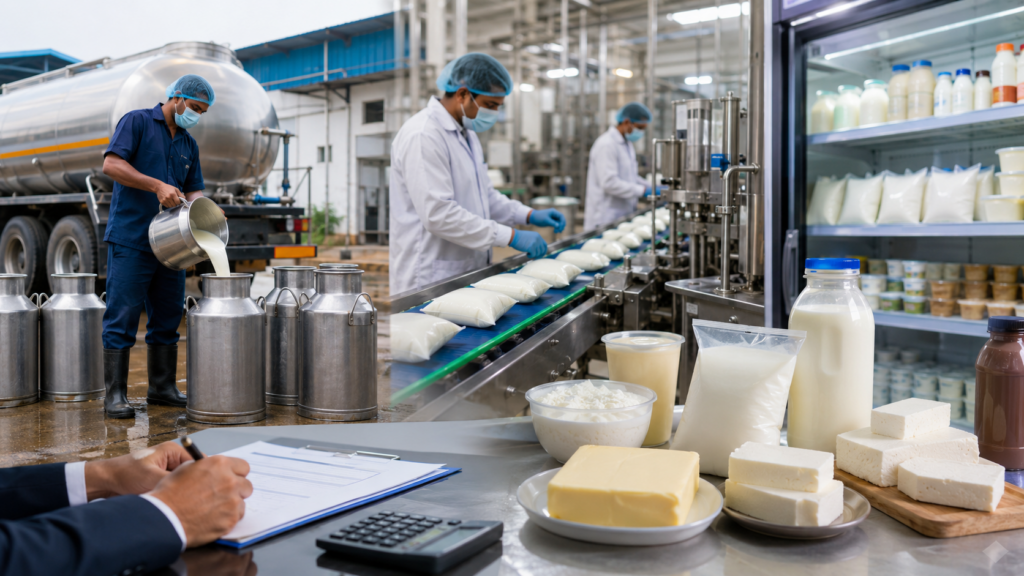 Representative image: Dodla Dairy Limited’s FY26 results highlight how record milk sales volumes, value-added dairy products, and expanding processing capacity are shaping India’s dairy growth story even as procurement costs keep margins under pressure.