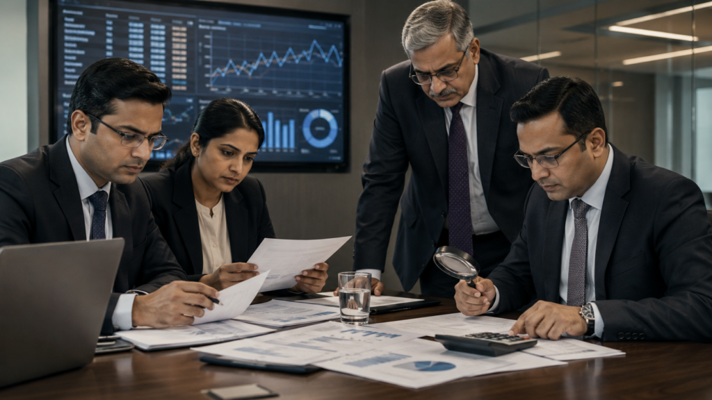 Representative image showing financial documents under review as HDFC Bank faces investor scrutiny over reported payment controversy and banking governance concerns.