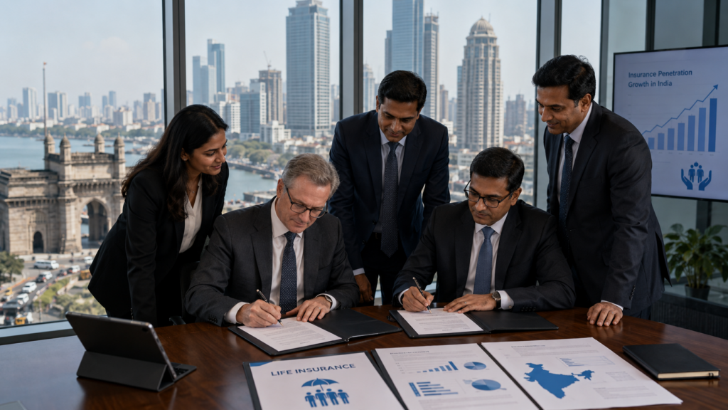 Representative image: Prudential’s $365 million Bharti Life deal highlights how global insurers are chasing India’s underpenetrated life insurance market, where rising financial awareness, digital distribution and local partnerships are reshaping long-term growth opportunities.