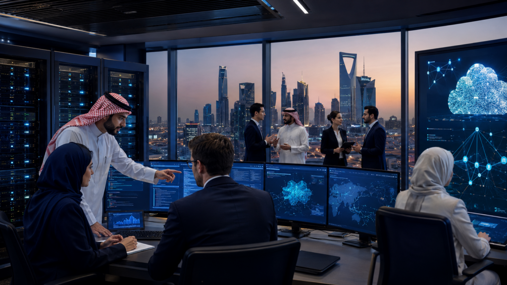 Representative image of a Saudi AI operations hub, reflecting how HUMAIN and Accenture aim to move enterprise and public-sector artificial intelligence from pilot projects to production-grade deployment across the Kingdom.