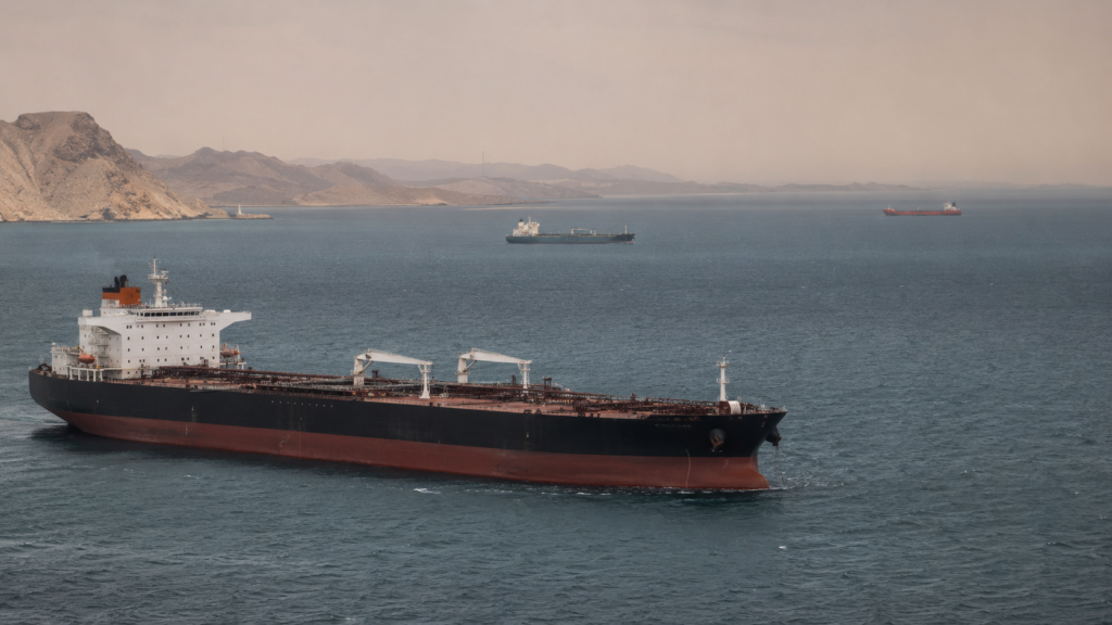 Representative image of oil tankers moving through a strategic waterway as the Strait of Hormuz crisis raises global concerns over energy security, fertiliser supplies and economic pressure on the Global South.