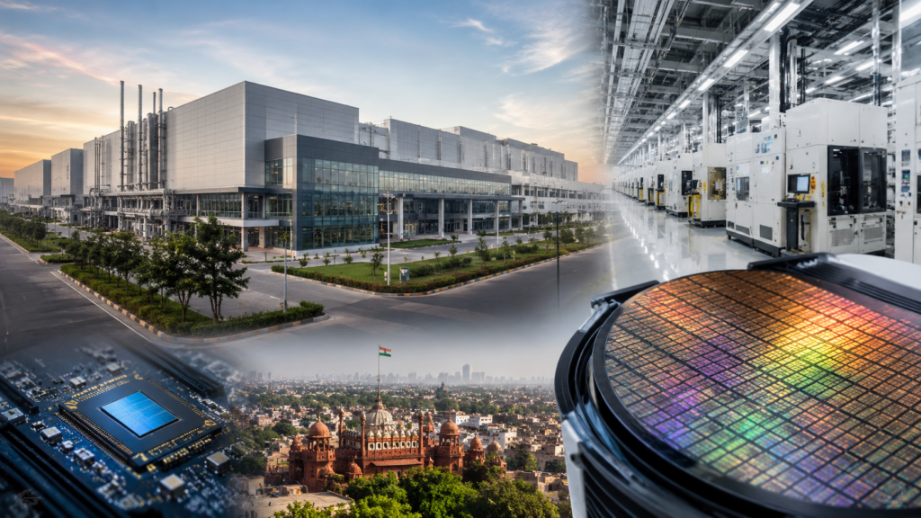Representative image of a modern semiconductor fabrication facility and silicon wafer production, illustrating the ASML–Tata Electronics partnership for India’s US$11 billion Dholera chip manufacturing site as the country pushes deeper into global semiconductor supply chains.