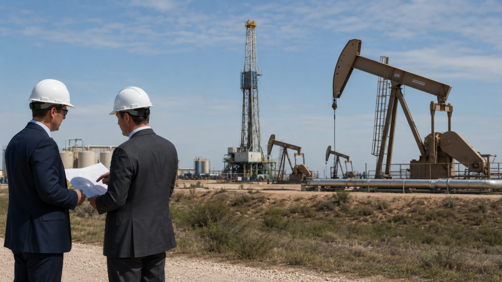 Representative image of a U.S. shale oilfield inspection site as upstream oil and gas dealmaking rebounds, with producers pursuing scale, drilling inventory and consolidation after Q1 2026 M&A activity hit a two-year high.