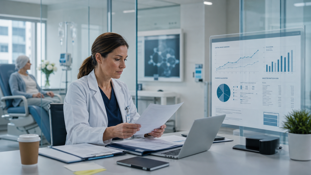 Representative image of a biotechnology commercialization and oncology finance setting, reflecting Citius Oncology’s up to $36.5 million capital raise to support the United States launch of LYMPHIR for relapsed or refractory cutaneous T-cell lymphoma.