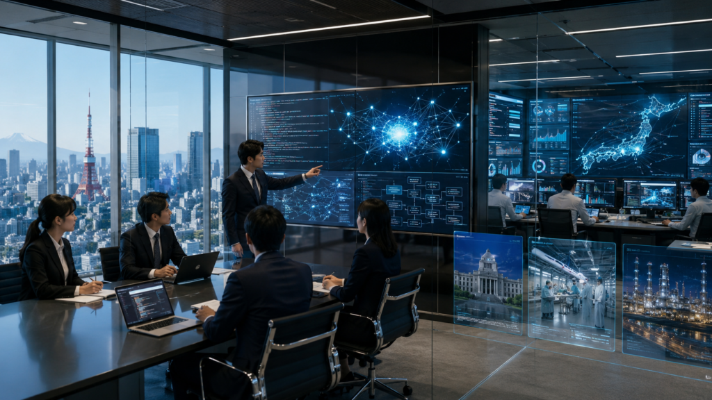Representative image of enterprise artificial intelligence integration in Japan, as Fujitsu’s partnerships with Anthropic and OpenAI signal a deeper push into multi-model AI services for banks, hospitals, government agencies and critical infrastructure operators.